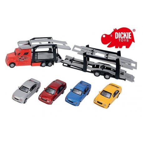 Dickie Czerwona Laweta Holownik Ruchome Elementy + 4 Auta