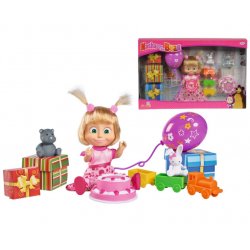 SIMBA Masza i NIEDŹWIEDŹ Zestaw Lalka Śpiewajaca urodzinowe przyjęcie
