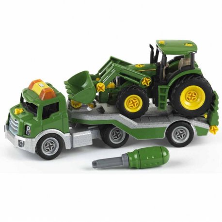 Traktor John Deere na lawecie z narzędziami dla dzieci Klein