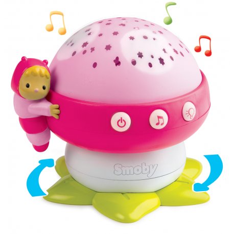 Lampka nocna grzybek z projektorem i pozytywką Smoby Cotoons kolor różowy