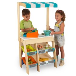 KidKraft Drewniany Sklepik Stragan z Interaktywną Kasą i markizą