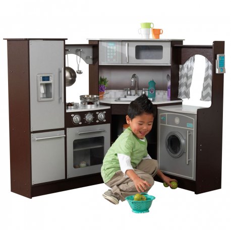 Kuchnia drewniana Narożna wielka Espresso światło dźwięk KidKraft