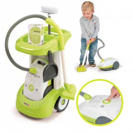 SMOBY Wózek Do Sprzątania SERWIS SPRZATAJĄCY + odkurzacz ROWENTA z Dźwiękiem