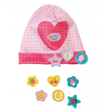 Czapeczka z przypinkami dla lalki Baby Born 43 w kolorze fioletowym