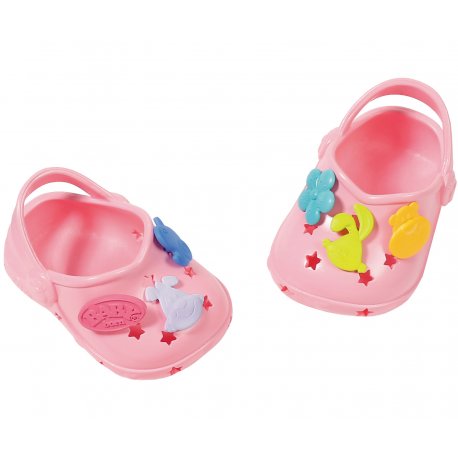 Buciki z przypinkami dla lalki Baby Born 43 cm Crocs w kolorze różowym