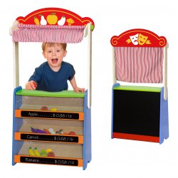Drewniany Teatrzyk i sklepik 2w1 z akcesoriami Viga Toys