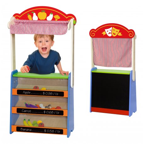 Drewniany Teatrzyk i sklepik 2w1 z akcesoriami Viga Toys