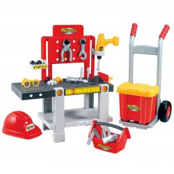 Ecoiffier Warsztat 4w1 z wózkiem i skrzynką na narzędzia Mecanics 22 elementy