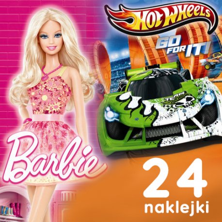 Barbie & Hot Wheels - zestaw 24 naklejek na zeszyty!