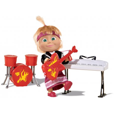 Simba Lalka Masza Rockowa Z Instrumentami Keyboard Perkusja Gitara