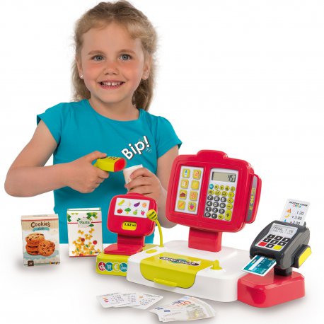 SMOBY Elektroniczna KASA z panelem dotykowym czerwona Sklep Czytnik
