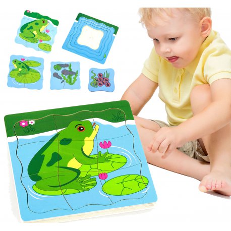 Puzzle drewniane Viga Toys Jak rośnie kogucik