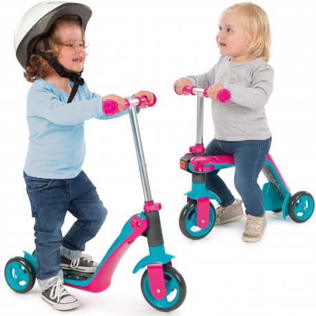 Smoby 2 w 1 Hulajnoga z funkcją jeździka w kolorze różowym
