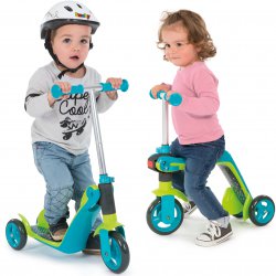 Smoby 2w1 Hulajnoga jeździk regulowana trójkołowa niebiesko-zielona