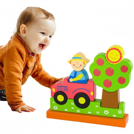 Drewniane Klocki magnetyczne Viga Farma