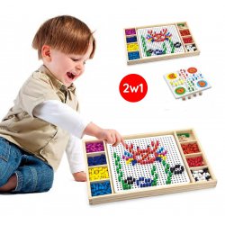 Drewniana układanka 2w1 Wciskane koraliki Viga Toys