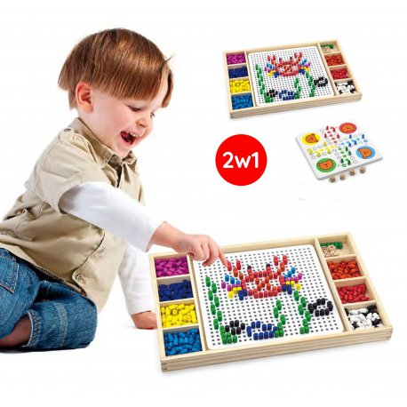 Drewniana układanka 2w1 Wciskane koraliki Viga Toys