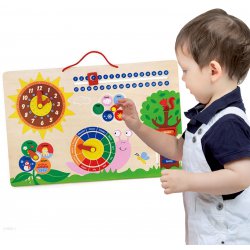 Viga Drewniana Tablica edukacyjna - zegar i kalendarz