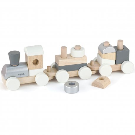 Kolorowa Kolejka z wagonikami do ciągania Viga Toys