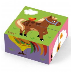 Drewniana układanka Farma Puzzle Viga Toys 4 klocki