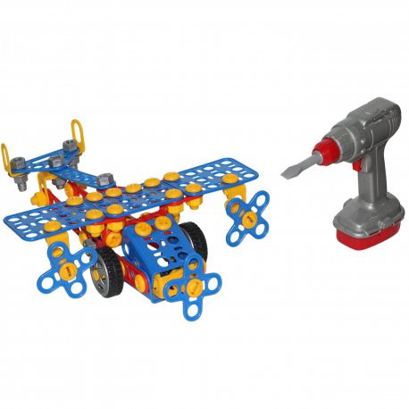 Wader Klocki Konstrukcyjne zestaw narzędzi Samolot Elektroniczna Wkrętarka 144 elem. 