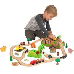 KidKraft Drewniana Kolejka w Pojemniku Dinozaury