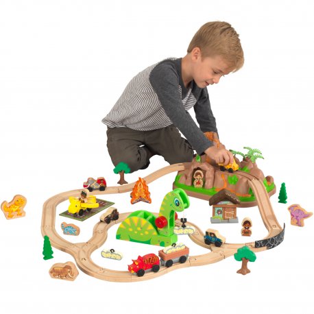 KidKraft Drewniana Kolejka w Pojemniku Dinozaury