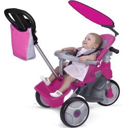 FEBER Trójkołowy Różowy ROWEREK 4w1 BIEGOWY Daszek TORBA