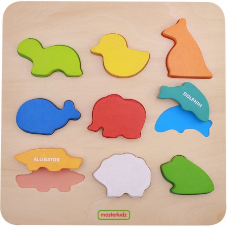 Drewniany Sorter Kształtów Masterkidz Kolorowe Zwierzątka