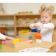Drewniana Gra Dla Dzieci Kolorowe Klocki i Kubeczki Trójkąty Masterkidz