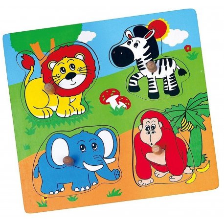 Drewniane Puzzle ZOO Układanka Niespodzianka Viga Toys