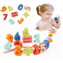 Cyferki Do Nawlekania Koraliki Drewniane Classic World