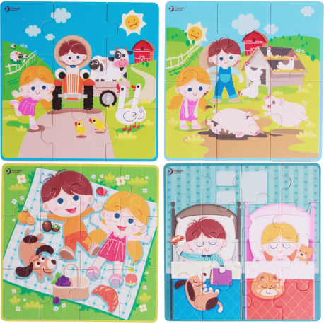 Zestaw Układanek 4 w 1 Puzzle Farma Classic World