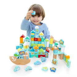 CLASSIC WORLD Drewniane Klocki Ocean 100 Elementów