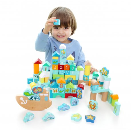 CLASSIC WORLD Drewniane Klocki Ocean 100 Elementów