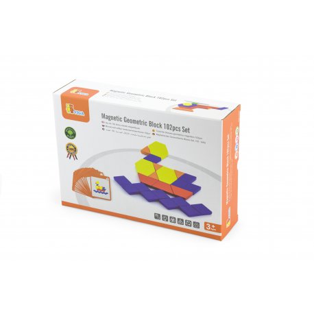 Drewniana Mozaika Geometryczna Viga Toys Układanka Logiczna Klocki 102 el