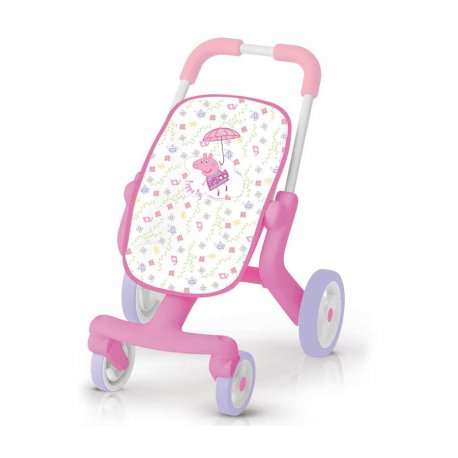 Smoby Świnka Peppa Wózek ze skrętnymi kółkami dla lalek Spacerówka