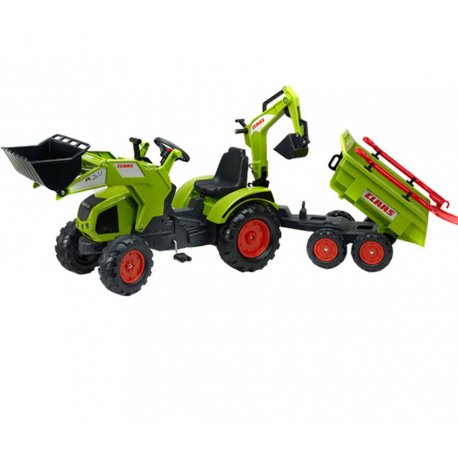 FALK Ogromny traktor CLAAS AXOS z Przyczepą, Łyżką i Spychaczem 3-7 lat