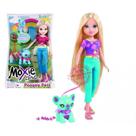 Lalka Moxie Grizl Avery ze zwierzakiem + diamenty Poopsy Pets