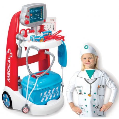Smoby Elektroniczny Wózek Lekarski dźwięk + Stetoskop w zestawie