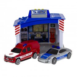 Baza ratunkowa SOS Policja Straż 2 Pojazdy Światło Dźwięk Dickie