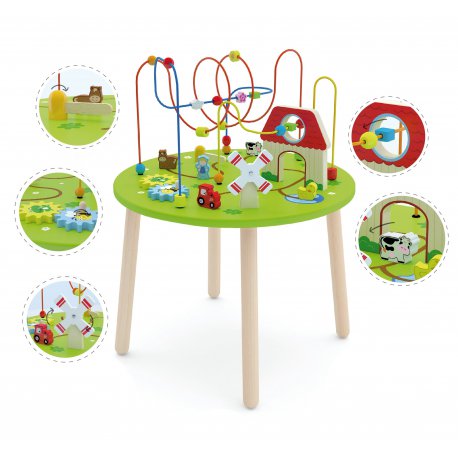 Drewniany Duzy stolik edukacyjny Farma Rollercoaster Viga Toys