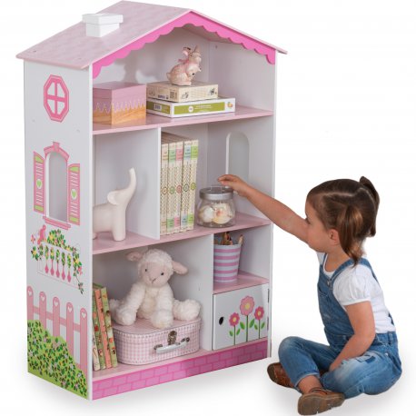 Domek Dla Lalek 2w1 Regalik Drewniany Z Półkami