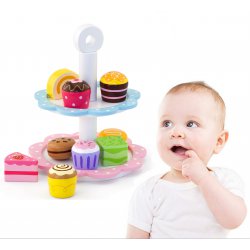 Viga Drewniane Ciastka i Babeczki na Paterze