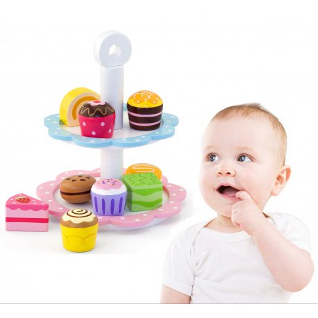 Viga Drewniane Ciastka i Babeczki na Paterze