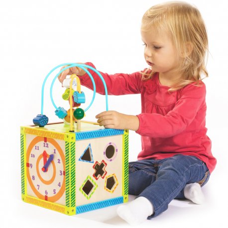 Drewniana Kostka Edukacyjna Manipulacyjna 5w1 Sorter Eichhorn