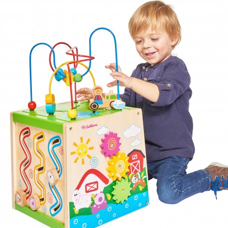 Duża Drewniana Kostka Edukacyjna Manipulacyjna Eichhorn