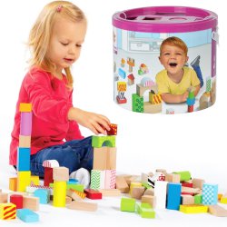 Drewniane Klocki 50 szt. Wiaderko Sorter Eichhorn