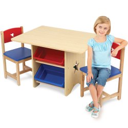 Drewniany Stolik z Pojemnikami 2 Krzesełka Dla Dzieci Kidkraft