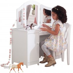 Duża Drewniana Toaletka KidKraft Deluxe z krzesełkiem dla dziewczynek